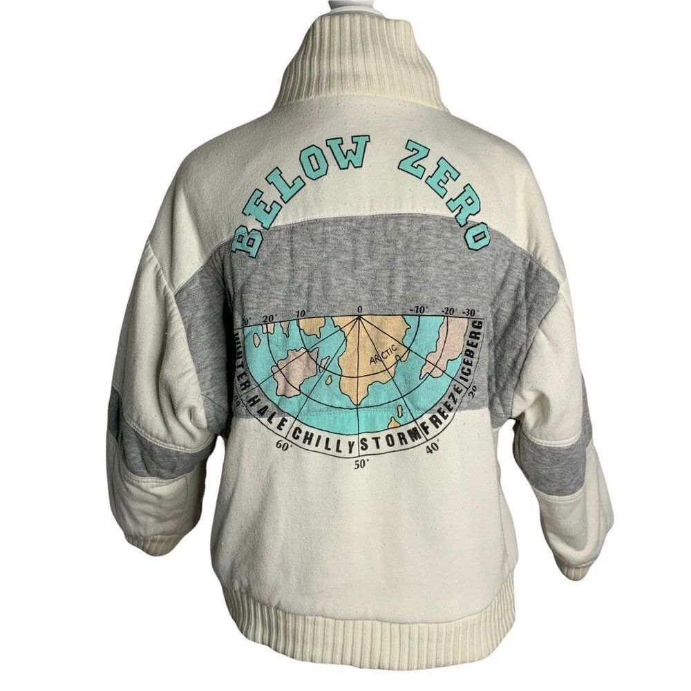 Vintage Izzi Below Zero Reversible Jacket L White Snap Zip Pockets Ribbed Trim